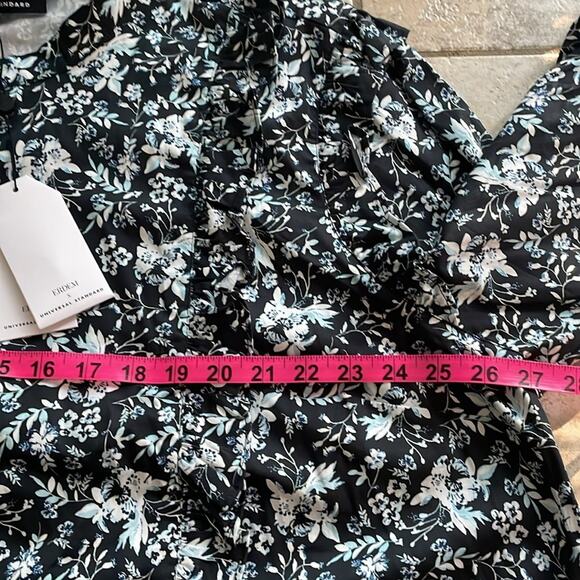 ERDEM x UNIVERSAL STANDARD Kalina Ruffle Shirt Chambray Bud Floral - Picture 14 of 16